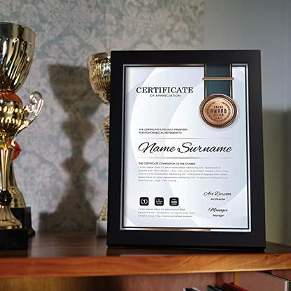SESEAT 8.5 x 11 Frame Certificate Document Frame Set of 6, Diploma Frame for Wall and Tabletop, Black