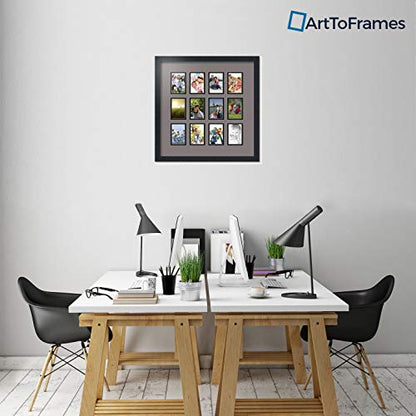 ArtToFrames Double-Multimat-1156-748/89-FRBW26079 Collage Photo Frame Double Mat with 12-3.25x4.75 Openings and Satin Black Frame - color: Pewter, size: 12 - 3.25x4.75