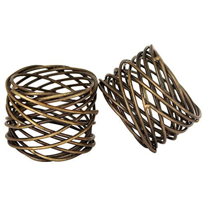 ITOS365 Handmade Round Mesh Napkin Rings Holder for Dinning Table Parties Everyday, Set of 12 - color: Antique