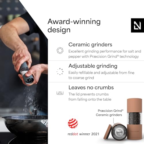 LARS NYSØM Salt and Pepper Grinder Set, Manual Salt and Pepper Mills with Adjustable Ceramic Grinder, Design Spice Shaker Set (Blush Rose) - color: Blush Rose