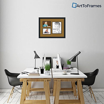 ArtToFrames Collage Photo Frame Double Mat with 1-8x10 and 2-5x7 Openings and Satin Black Frame - color: El Dorado, size: 1 - 8x10 and 2 - 5x7