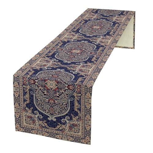 Vintage Boho Floral Table Runner, French Rustic Country Farmhouse Purple Golden Bohemia Flower Pattern for Home Kitchen Table Decor Dining Coffee Room Party Decor 13x36in - color: Vintage-14, size: 13x36in