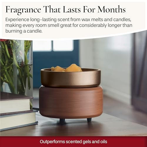 Candle Warmers ETC 2-in-1 Candle and Fragrance Warmer for Warming Scented Candles or Wax Melts and Tarts with to Freshen Room, Pewter Walnut - style: Pewter Walnut