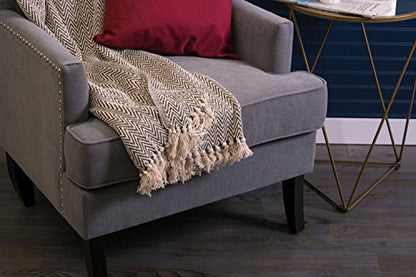 DII Chevron Throw Collection Handloomed Cotton, 50x60, Dark Brown - color: Dark Brown, size: 50x60"