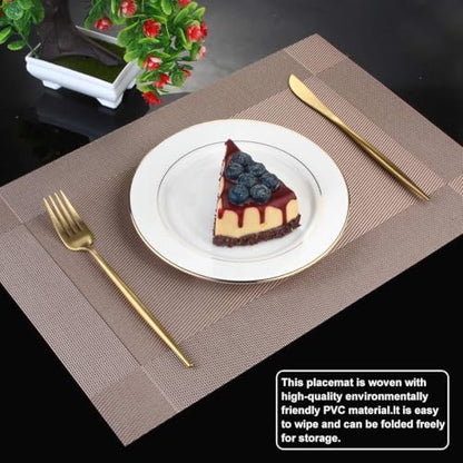 DACHUI Placemats Set of 4, Stylish Woven Place Mats for Dining Table, Washable & Durable PVC Table Mats (Champagne) - color: Champagne, size: 4PCS