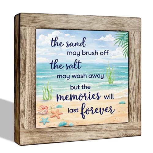 Beachy Wooden Sign - Summer Home & Office Decor, Perfect for Desk, Shelf, or Porch, Coastal Style Gift for Women, Fun Beach Vacation Décor - color: Summer 17