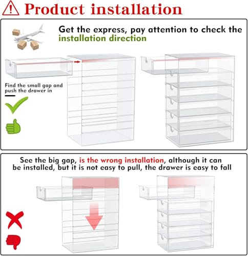 4-Pack Acrylic 16-Drawer Storage & Makeup Organizer for Desk | Smooth-glide drawers, clear acrylic, stackable, dustproof, wipe clean, for office supplies, pens, jewelry, makeup - size: 16 Drawers