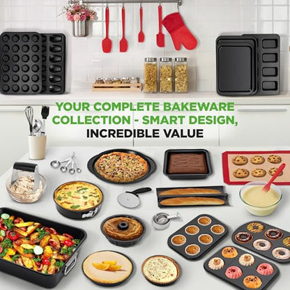 NutriChef 42-Piece Ultimate Nonstick Bakeware Set - Carbon Steel Baking Pans, Everyday Baking Tools, Oven Mitts, & More - Ideal for Baking Delicious Savory & Sweet Treats - Complete Set for Bakers - size: 42-Piece Set