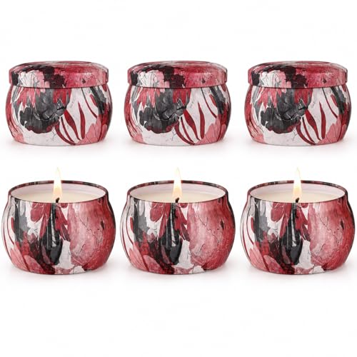 Scented Candles Gift Set for Women, 6 Pack Soy Wax Candle Set in Decorative Tins, 24 oz Total, 180 Hours Burn Time, Floral and Fruity Aromatherapy Candles, Birthday, Thank You, Housewarming Gifts - size: Large 6-Candle Set (Calm)