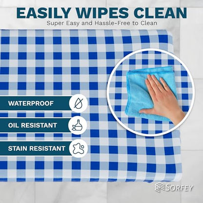 Kitchen Tablecloth -Fitted with Elastic, Vinyl with Flannel Back, Fits for Table 36" w x 60" L Rectangle,Water Proof, Easy to Clean, Checked Grey Design - color: Checkd Grey, size: 60" x 36" (Rectangular)
