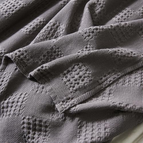 LGYKUMEG 100% Cotton Waffle Weave Throw Blanket,Breathable and Soft, Waffle Weave Throw Blanket for Office,Dark Gray,100 x 150 cm / 39 x 59 inch - color: Dark Gray, size: Throw 39x59 inch