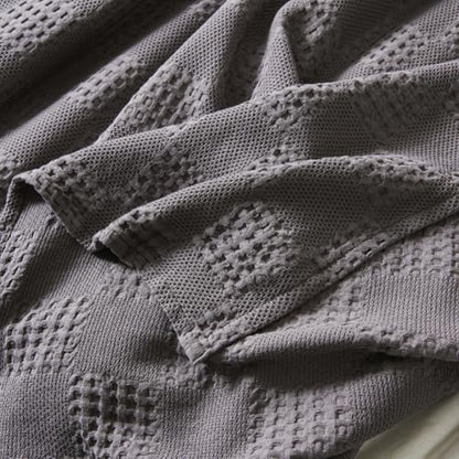 LGYKUMEG 100% Cotton Waffle Knit Blanket,Lightweight,Breathable and Soft, Waffle Weave Blanket for Summer Spring,Dark Gray,180 x 200 cm / 71 x 79 inch - color: Dark Gray, size: Twin 71x79 inch