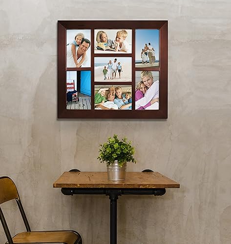 Malden International Designs Berkeley Beveled Edge Wood Collage Picture Frame, 7 Option, 7-4x6, Walnut - color: Walnut, size: 7-Opening