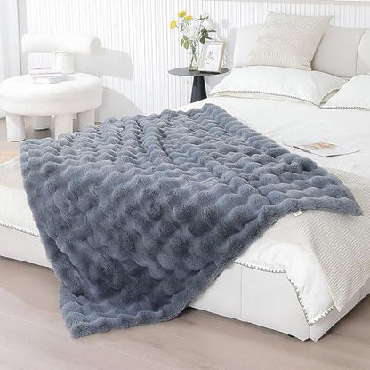 Soft Faux Fur Throw Blanket 50''x60'' Solid Reversible Shaggy Blanket Plush Thick Fluffy Blankets Throws for Bed, Couch, Sofa, Office, Camping Dark Grey - color: D-dark Grey, size: 50''x60''