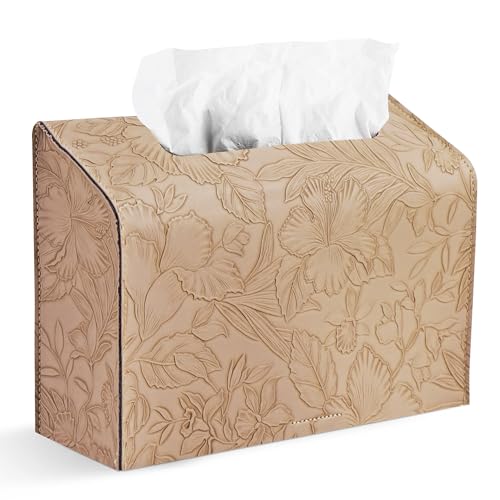 Leather Cover for Disposable Paper Hand Towel Box, Compatible with Kleenex Paper Hand Towel(1-Carved Beige) - color: 1-carved Beige