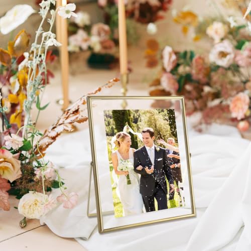 3 Pack Gold Floating Frame 8x10 Floating Picture Frame Holds 8x10in 6x8in 5x7in Photo, Gold Metal Frames for Anniversary, Birthday or Wedding, Home or Office Décor - size: 8x10
