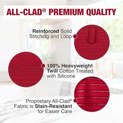 All-Clad Premium Pot Holder & Heating Pad, (1-Pack) Heat Resistant to 500 Degrees, 100% Cotton 10"x6.25" for Kitchen and Barbeque, Chili Red - color: Chili, size: 1 Pack