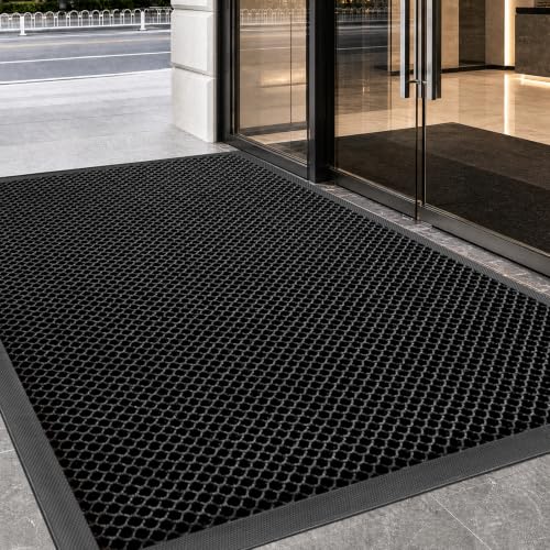 Vicwe Front Door Mat Outside Entrance, 23"x35" Heavy Duty Non-Slip Doormat | Stretch Mesh, Low-Profile, Dirt Trapper Entrance Doormats, Easy Clean, Welcome Mat for Indoor Outdoor Entryway Porch, Black - color: Black, size: 23" x 35"(Rectangular)