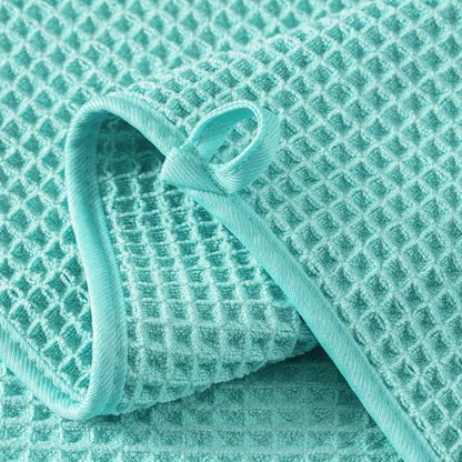 Microfiber Waffle Hand Towels, 2 Pieces, Soft, Absorbent, Fast Drying, Lint Free 430 GSM (Turquoise) - color: Turquoise