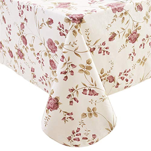 Walrus Heavy Duty Vinyl Tablecloth with Flannel Backing Waterproof Oil-Proof Plastic Table Cloth Stain-Resistant Wipeable Rectangle or Square Table Cover for Indoor and Outdoor (Flowers, 60X102 Inch) - color: Flowers, size: 60" x 102" (Rectangular)