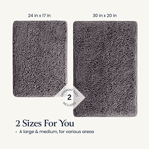 BELADOR Bathroom Rugs Sets 2 Piece- Plush Bath Mat Set Quick-Dry Soft Chenille Mat with Rubber Backing, Absorbent Rug Set, Washable Bath Rugs - Bath Mats 24x17 + 30x20
