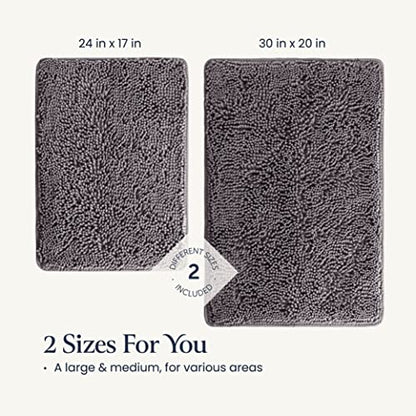BELADOR Bathroom Rugs Sets 2 Piece- Plush Bath Mat Set Quick-Dry Soft Chenille Mat with Rubber Backing, Absorbent Rug Set, Washable Bath Rugs - Bath Mats 24x17 + 30x20