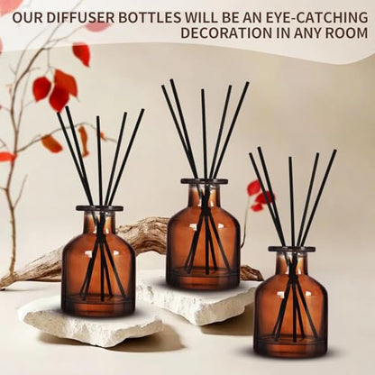 4 Pack Perfume Reed Diffuser Bottle,Empty Big Belly Aromatherapy Essential Oil Bottles Glass Jar with Black Sticks for DIY Fragrance Replacement Diffuser Sets (150ml/ 5 oz, Dark Brown Color) - color: Dark Brown( 5 Oz )