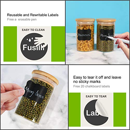 DHSBTLS 15 Pack 8 oz Glass Jars With Bamboo Lids for Kitchen, Pantry | Borosilicate Airtight Canisters, Food Storage Container, Pantry Organization, Kitchen Sets, Spice Containers - size: 8 fl oz (15 pcs)
