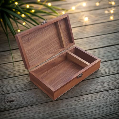 Walnut Handmade Walnut Partition Wooden Box for Keepsakes, Photos, Jewelry Ring Wedding Gift Box - color: Walnut-HTMDFH