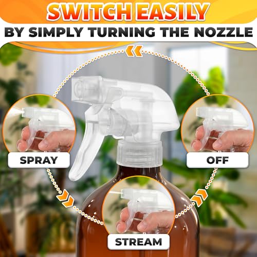 ALPENKOK 12Pack Spray Nozzle for Bottles, Trim-To-Fit Tube; Plastic (Clear) | Spray Bottle Nozzle Replacement; Fits 8 and 16 Oz; Trigger Sprayer with Mist, Stream & Off Modes; for Cleaning and Garden - color: 12 Pcs Clear