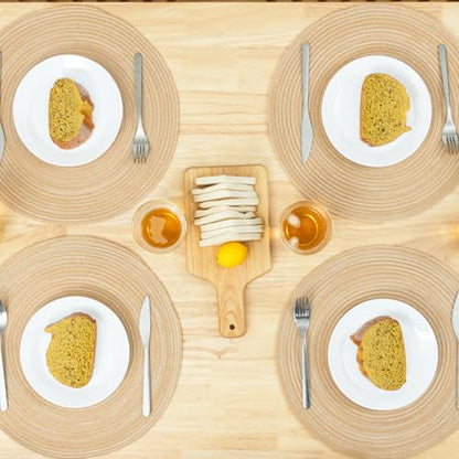 Winknowl Round Braided Placemats Set of 8 Washable Woven Heat Resistant Table Mats for Kitchen Dining Tables 15 inch Round Place Mats (Beige,8) - color: Beige, size: 8pcs