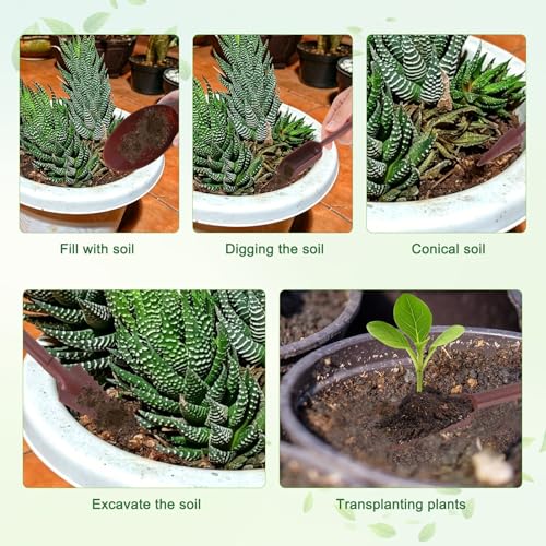 M METERXITY 2-Set Succulent Tools, Plastic 2-in-1 Mini Garden Shovel Hand Succulent Transplanting Tools Garden Shovel Transplant Trowel for Planting/Digging/Aerating/Sowing [Brown] - color: Brown