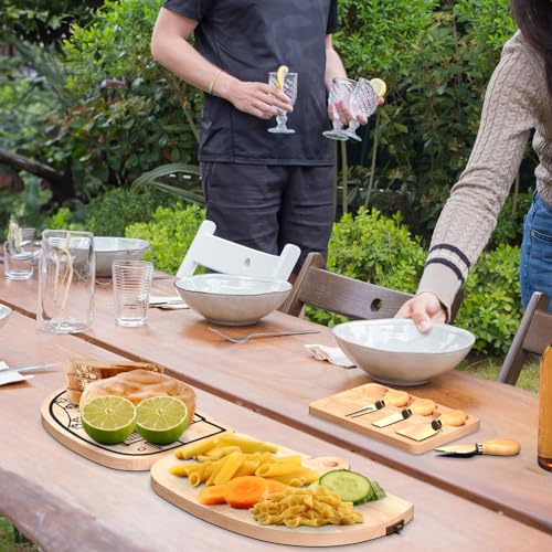 Bamboo Charcuterie Board Set - Foldable Serving Tray with Utensils | Unique Cheese Cutting Board Gift Set for Mom, House Warming, Wedding Gifts for Couples - size: 12.7"L x 8.5"W