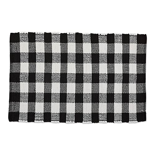 DII Buffalo Check Rug Collection, Hand Dyed Reversible Chindi Rug, 26x40, Black - color: Black, size: 2'2" x 3'4" (Rectangular)