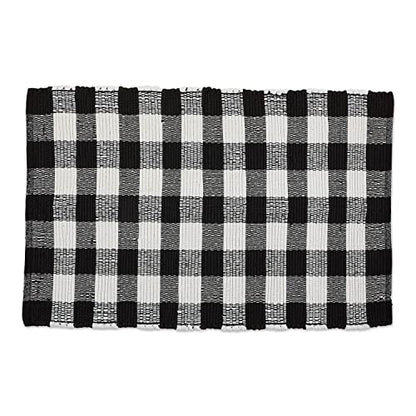 DII Buffalo Check Rug Collection, Hand Dyed Reversible Chindi Rug, 26x40, Black - color: Black, size: 2'2" x 3'4" (Rectangular)