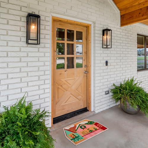 Hallmark Snowy Cottage Holiday Doormat, Outdoor Coir, 18 x 30 in | For Christmas, Festive Seasonal Decor for Entrance, Porch or Front Door, Removes Dust & Dirt from Shoes - color: House Multicolor