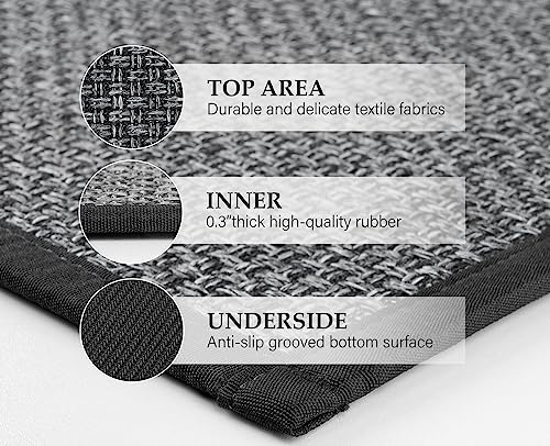 eqivei Kitchen Rugs Non Skid Washable Set of 2 PCS, Absorbent Runner Rugs for Kitchen, Farmhouse Weave Floor Mats in Front of Sink, 17.3"x 47"+17.3"x 29" (Inky) - color: Inky