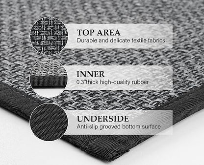 eqivei Kitchen Rugs Non Skid Washable Set of 2 PCS, Absorbent Runner Rugs for Kitchen, Farmhouse Weave Floor Mats in Front of Sink, 17.3"x 47"+17.3"x 29" (Inky) - color: Inky