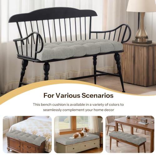 Bench Cushions for Indoor Furniture 42"X17"X3", 1 PC, Light Grey | 3"/8 cm Thick, Soft Non-Slip Window Seat Cushion, Tufted Bench Seat Cushion for Dining, Piano Benches and Window Seats - color: Light Grey