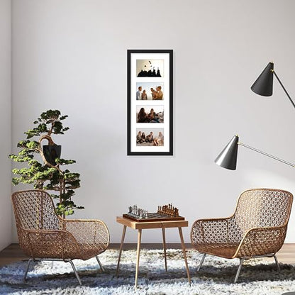 Vittanly 8x20 Collage Picture Frame, Displays 4Pcs 4x6 Pictures with Mat or 1Pcs 8x20 without Mat, Picture Frames Collage Wall Decor for Horizontal or Vertical Display, Black, 1 Pack | Displays 4Pcs 4x6 Pictures with Mat or 1Pc 8x20 without Mat, Picture F