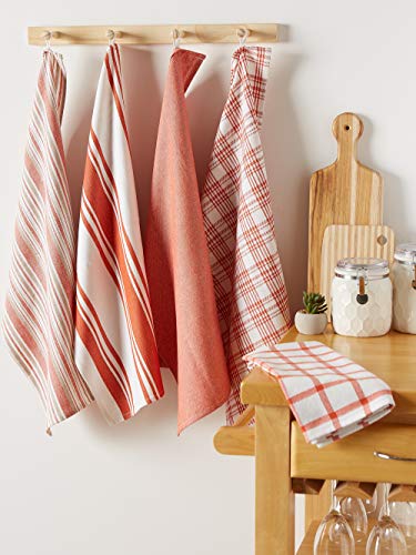 DII Assorted Woven, Kitchen Dishtowel Set, 18x28, Spice, 5 Piece - color: Spice