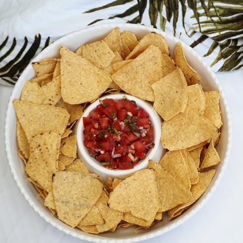 11'' Ceramic Chip and Dip Tray, Middle Size Divided Serving Set for Parties, Mixing Bowl Sets for Salsa, Snack, Veggies, Dumpling, Fruit, Salad, Fruit, Entertaining, Hosting, Ivory White