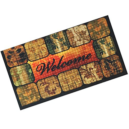 Sunnydaze Indoor Entrance Mat - Low Profile, Nonslip Design - Doormat Perfect for the Mudroom, or Entryway - 17.5" x 29" - Brown Floral