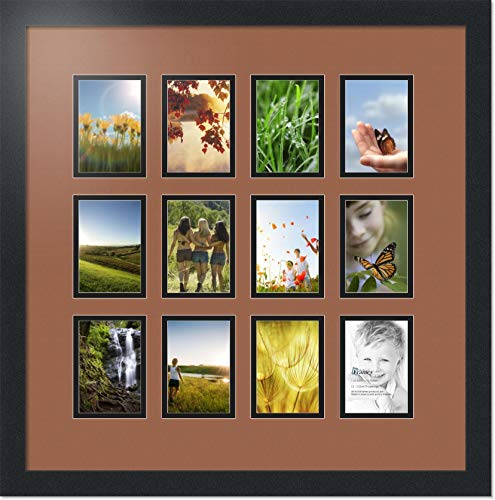 ArtToFrames Collage Photo Frame Double Mat with 12-3.25x4.75 Openings with Satin Black Frame and Paloma mat. - color: Paloma, size: 12 - 3.25x4.75