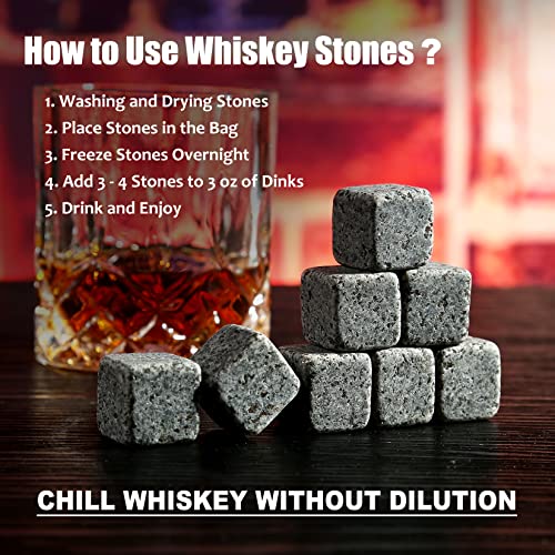 Whiskey Stones and Whiskey Glasses Set, Unique Gifts for Men with Wood Box | 8 Granite Chilling Stones Whiskey Rocks, Scotch Bourbon Gift Box, Father's Day Birthday Drinking Gifts for Him Dad Husband - style: Straight Glasses+Granite Stones+Coasters-No Wo