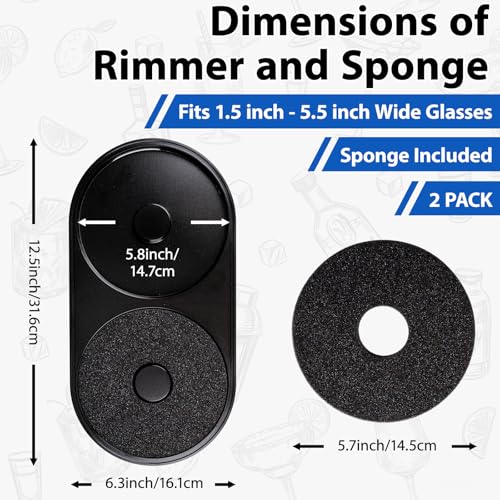 Margarita Salt Rimmer Set, 2 Pack Bar Salt and Sugar Rimmer with Sponge, 2-in-1 Bar Glass Cocktail Rim Set, Dishwasher Safe Black Barware Tools for Margarita Mojitos (Black) - size: 【2 IN 1 Salt Rimmer】*2