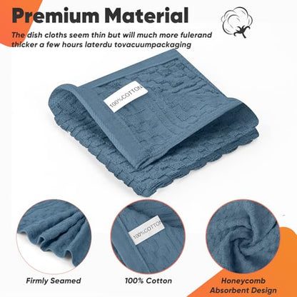 Oven Mitts Kitchen Towels and Dishcloths with Pot Holders Sets, Oven Gloves Hot Pads 500°F Heat Resistant with Silicone Grip, Include 2 Cooking Gloves/2 Potholders/4 Kitchen Towels/4 Dish Towels - color: Dusty Blue