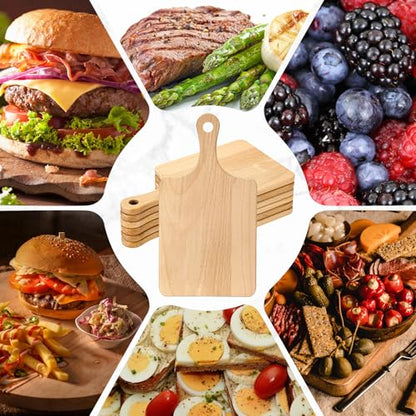 Lounsweer 6 Pcs Wood Cutting Boards Bulk, 13 Inch for Chopping Serving | Thicken Boards with Handle for Cutting Charcuterie Serving, Laser Engraving Material, Wedding Housewarming Gift - size: 13 x 7 inches