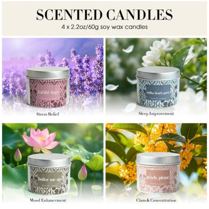 Scented Candles for Women, 4 Pcs Aromatherapy Candles with Natural Soy Wax | Candle Gift Set Long-Lasting Burn, Festive Fragrances for Christmas, Thanksgiving, Birthday & Holiday