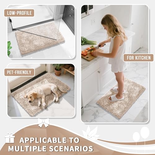 Yimobra Non-Slip Extra Thick Chenille Bath Mats, Soft Absorbent Machine Washable Quick Dry Rugs for Bathroom Tub and Shower